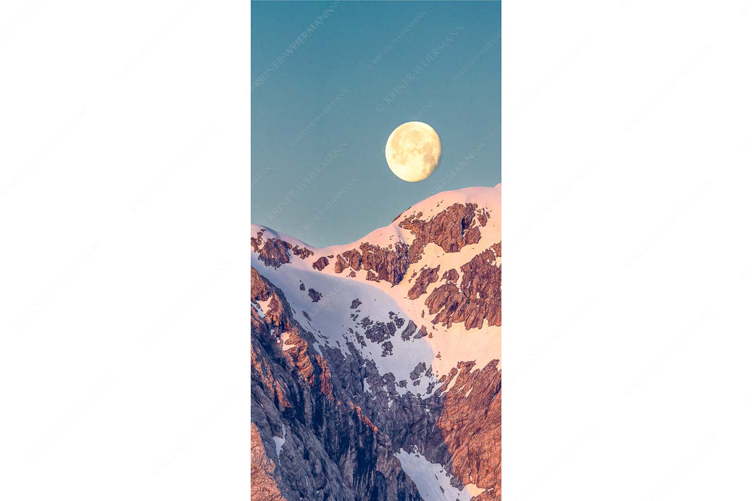 Mond und Munde – Seitenverhältnis 1:2 — Hohe Munde Vollmond Monduntergang an der Hohen Munde in den Mieminger Bergen