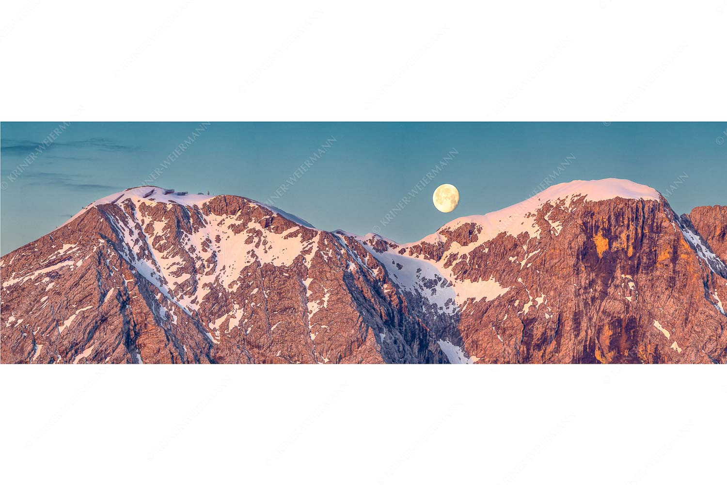 Mond und Munde – Seitenverhältnis 3:1 — Hohe Munde Vollmond Monduntergang an der Hohen Munde in den Mieminger Bergen