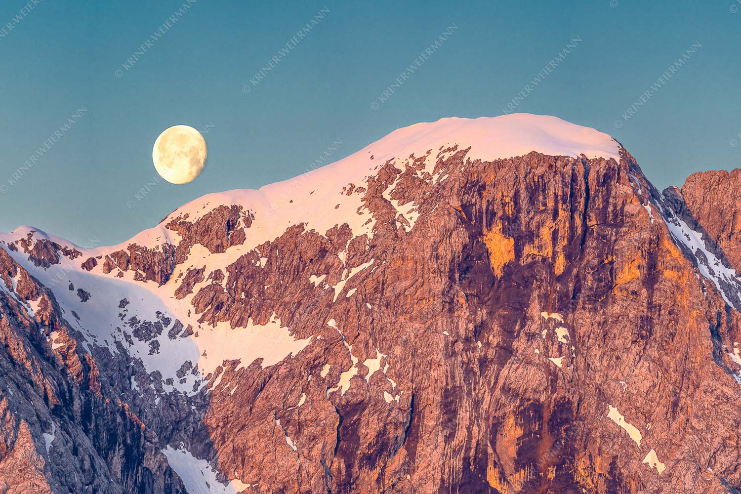Mond und Munde – Seitenverhältnis 3:2 — Hohe Munde Vollmond Monduntergang an der Hohen Munde in den Mieminger Bergen