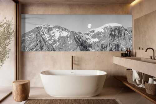 Monduntergang an der Hohen Munde in den Mieminger Bergen - Mond und Munde - Größe ca. 300x100cm, Seitenverhältnis 3:1 - Hohe Munde Vollmond - weitere Infos unter https://www.kriner-weiermann.de