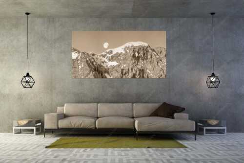 Monduntergang an der Hohen Munde in den Mieminger Bergen - Mond und Munde - Größe ca. 200x100cm, Seitenverhältnis 2:1 - Hohe Munde Vollmond - weitere Infos unter https://www.kriner-weiermann.de