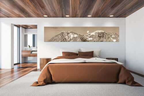 Monduntergang an der Hohen Munde in den Mieminger Bergen - Mond und Munde - Größe ca. 300x60cm, Seitenverhältnis 5:1 - Hohe Munde Vollmond - weitere Infos unter https://www.kriner-weiermann.de
