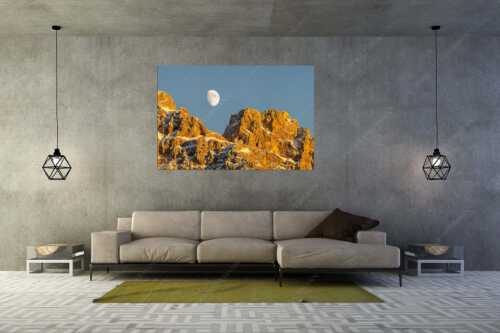 Mondaufgang an der Sulzleklammspitze im Karwendelgebirge - Mondzauber - Größe ca. 180x120cm, Seitenverhältnis 3:2 - Mittenwalder Höhenweg Winter - weitere Infos unter https://www.kriner-weiermann.de