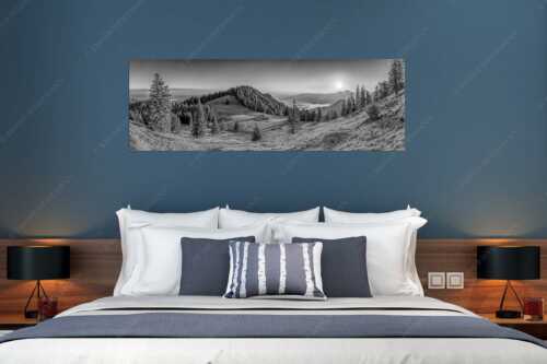 Herrlicher Sonnenaufgang auf der Kaseralm mit Blick auf den Kochelsee - Morgensymphonie - Größe ca. 180x60cm, Seitenverhältnis 3:1 - Kaseralm unter Heimgarten - weitere Infos unter https://www.kriner-weiermann.de