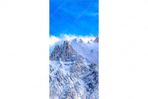 Blick von Mittenwald auf Viererspitze, Karwendelköpfe und Koflerturm im Nebel - Nebelreissen am Kofler - Seitenverhältnis 1:2 - Viererspitze bei Mittenwald - weitere Infos unter https://www.kriner-weiermann.de