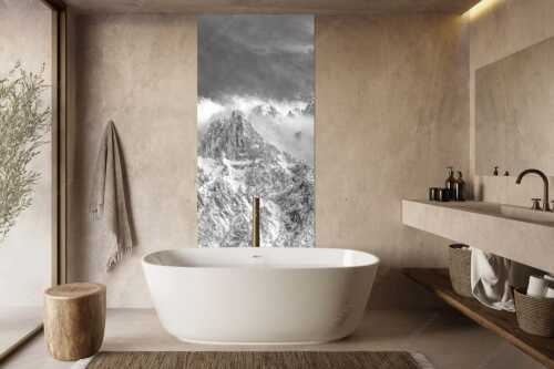 Blick von Mittenwald auf Viererspitze, Karwendelköpfe und Koflerturm im Nebel - Nebelreissen am Kofler - Größe ca. 100x200cm, Seitenverhältnis 1:2 - Viererspitze bei Mittenwald - weitere Infos unter https://www.kriner-weiermann.de