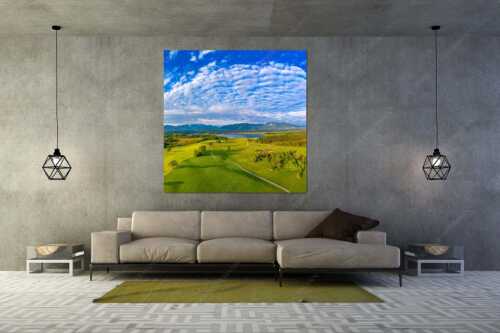 Blick über den Staffelsee zum Estergebirge und den Ammergebirge - Obersee - Größe ca. 160x160cm, Seitenverhältnis 1:1 - Staffelsee - weitere Infos unter https://www.kriner-weiermann.de