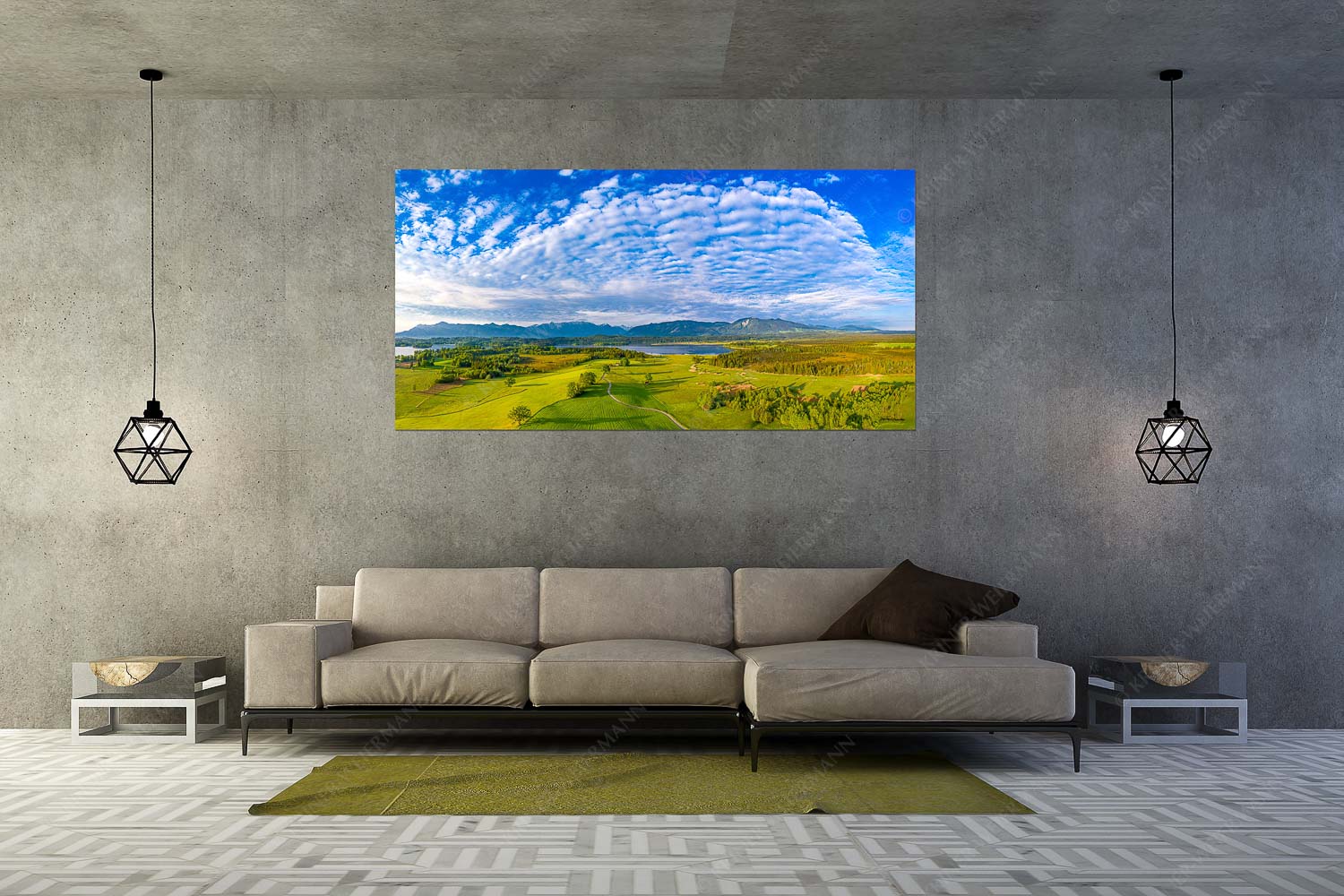 Obersee – Größe ca. 200x100cm, Seitenverhältnis 2:1 — Staffelsee Blick über den Staffelsee zum Estergebirge und den Ammergebirge - Obersee - Größe ca. 200x100cm, Seitenverhältnis 2:1 - Staffelsee - weitere Infos unter https://www.kriner-weiermann.de