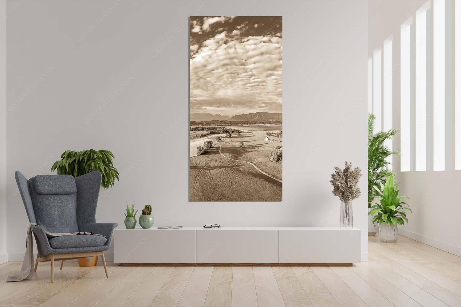 Obersee – Größe ca. 90x180cm, Seitenverhältnis 1:2 — Staffelsee Blick über den Staffelsee zum Estergebirge und den Ammergebirge - Obersee - Größe ca. 90x180cm, Seitenverhältnis 1:2 - Staffelsee - weitere Infos unter https://www.kriner-weiermann.de