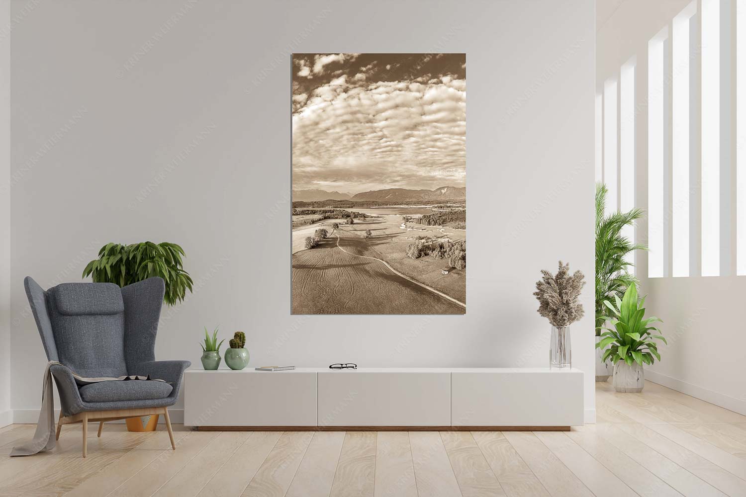 Obersee – Größe ca. 120x180cm, Seitenverhältnis 2:3 — Staffelsee Blick über den Staffelsee zum Estergebirge und den Ammergebirge - Obersee - Größe ca. 120x180cm, Seitenverhältnis 2:3 - Staffelsee - weitere Infos unter https://www.kriner-weiermann.de