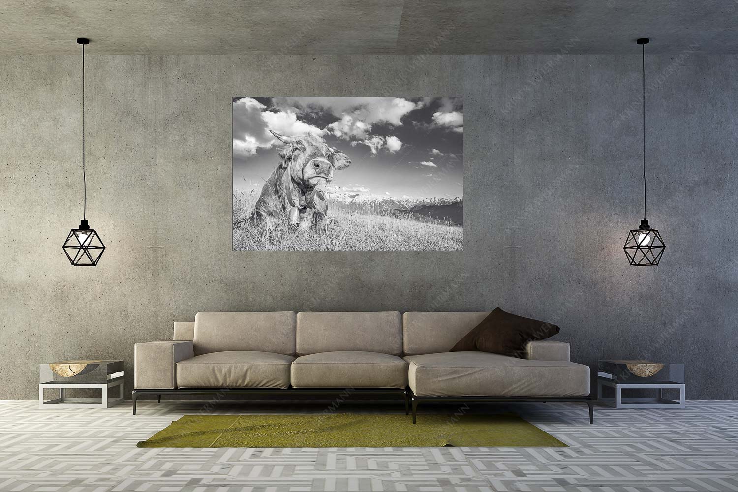 Reine Genusssache – Größe ca. 180x120cm, Seitenverhältnis 3:2 — Murnau-Werdenfelser Rind Murnau Werdenfelser Jungvieh genießt die Abendsonne im Estergebirge - Reine Genusssache - Größe ca. 180x120cm, Seitenverhältnis 3:2 - Murnau-Werdenfelser Rind - weitere Infos unter https://www.kriner-weiermann.de