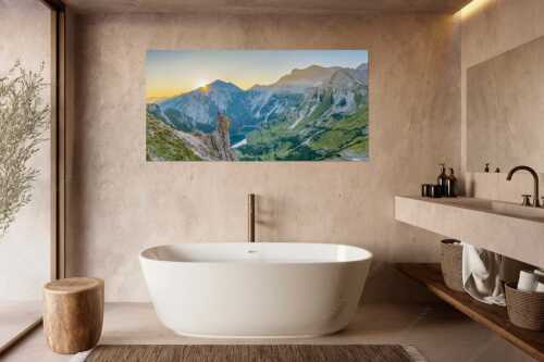 Die malerisch gelegenen Soiernseen sind mit die einzigen im Soierngebirge - Rising - Größe ca. 180x90cm, Seitenverhältnis 2:1 - Sonnenaufgang am Soiernsee - weitere Infos unter https://www.kriner-weiermann.de