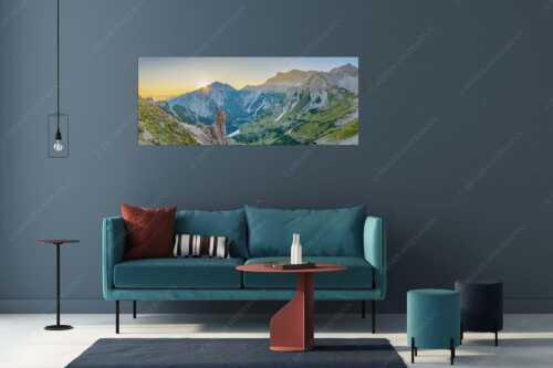 Die malerisch gelegenen Soiernseen sind mit die einzigen im Soierngebirge - Rising - Größe ca. 175x70cm, Seitenverhältnis 2,5:1 - Sonnenaufgang am Soiernsee - weitere Infos unter https://www.kriner-weiermann.de