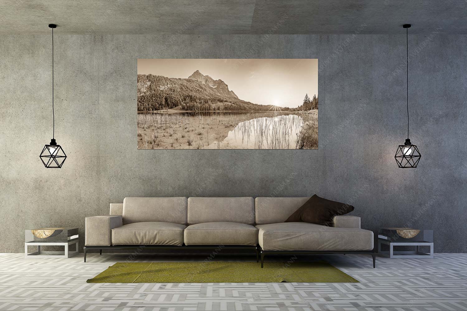 Ruhige Momente – Größe ca. 200x100cm, Seitenverhältnis 2:1 — Ferchensee mit Wetterstein Sonnenuntergang am Ferchensee mit Blick zu den Wettersteinspitzen - Ruhige Momente - Größe ca. 200x100cm, Seitenverhältnis 2:1 - Ferchensee mit Wetterstein - weitere Infos unter https://www.kriner-weiermann.de