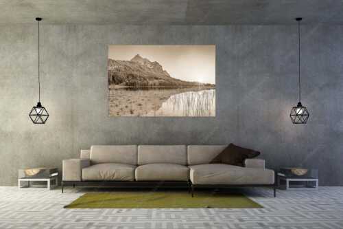 Sonnenuntergang am Ferchensee mit Blick zu den Wettersteinspitzen - Ruhige Momente - Größe ca. 180x120cm, Seitenverhältnis 3:2 - Ferchensee mit Wetterstein - weitere Infos unter https://www.kriner-weiermann.de