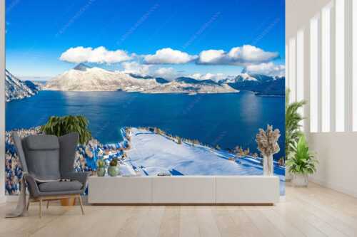 Blick über den winterlichen Walchensee zum Herzogstand und Jochberg - Ruhige See - Größe ca. 300x200cm, Seitenverhältnis 3:2 - Winter am Walchensee - weitere Infos unter https://www.kriner-weiermann.de