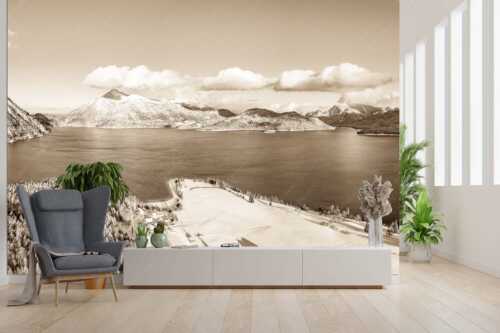 Blick über den winterlichen Walchensee zum Herzogstand und Jochberg - Ruhige See - Größe ca. 300x200cm, Seitenverhältnis 3:2 - Winter am Walchensee - weitere Infos unter https://www.kriner-weiermann.de