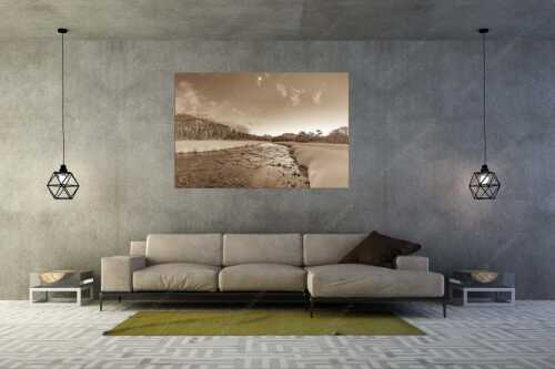 Isar bei Wallgau mit Blick zum Soierngebirge und den Arnspitzen - Sau kalt - Größe ca. 180x120cm, Seitenverhältnis 3:2 - Isar Winterabend - weitere Infos unter https://www.kriner-weiermann.de