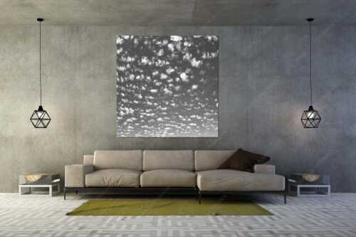 Schäfchenwolken am blauen Abendhimmel - Schäfchen - Größe ca. 160x160cm, Seitenverhältnis 1:1 - Schäfchenwolken Blau Weiss - weitere Infos unter https://www.kriner-weiermann.de