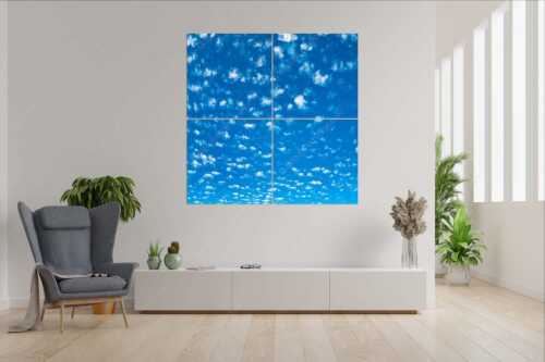 Schäfchenwolken am blauen Abendhimmel - Schäfchen - 4er Split, Größe ca. 180x180cm, Seitenverhältnis 1:1 - Schäfchenwolken Blau Weiss - weitere Infos unter https://www.kriner-weiermann.de