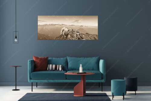 Bergschafe am Schafreiter mit Blick ins Karwendel und Wetterstein - Schafreiter - Größe ca. 175x70cm, Seitenverhältnis 2,5:1 - Bergschafe im Karwendel - weitere Infos unter https://www.kriner-weiermann.de
