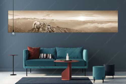 Bergschafe am Schafreiter mit Blick ins Karwendel und Wetterstein - Schafreiter - Größe ca. 350x70cm, Seitenverhältnis 5:1 - Bergschafe im Karwendel - weitere Infos unter https://www.kriner-weiermann.de