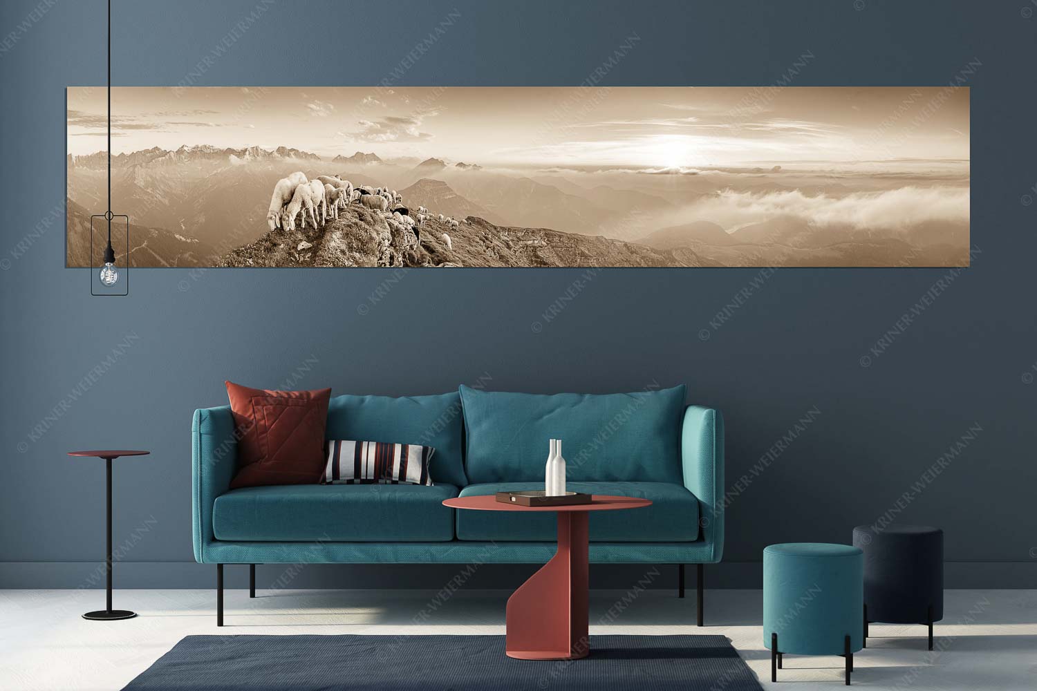 Schafreiter – Größe ca. 350x70cm, Seitenverhältnis 5:1 — Bergschafe im Karwendel Bergschafe am Schafreiter mit Blick ins Karwendel und Wetterstein - Schafreiter - Größe ca. 350x70cm, Seitenverhältnis 5:1 - Bergschafe im Karwendel - weitere Infos unter https://www.kriner-weiermann.de