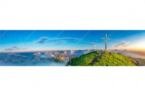 Blick vom Schafreiter ins Karwendelgebirge - Schafreiter Gipfelpanorama - Seitenverhältnis 4:1 - Schafreuter im Karwendel - weitere Infos unter https://www.kriner-weiermann.de