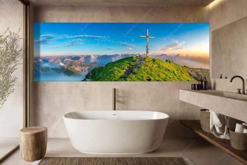 Blick vom Schafreiter ins Karwendelgebirge - Schafreiter Gipfelpanorama - Größe ca. 300x100cm, Seitenverhältnis 3:1 - Schafreuter im Karwendel - weitere Infos unter https://www.kriner-weiermann.de