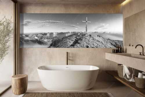 Blick vom Schafreiter ins Karwendelgebirge - Schafreiter Gipfelpanorama - Größe ca. 300x100cm, Seitenverhältnis 3:1 - Schafreuter im Karwendel - weitere Infos unter https://www.kriner-weiermann.de