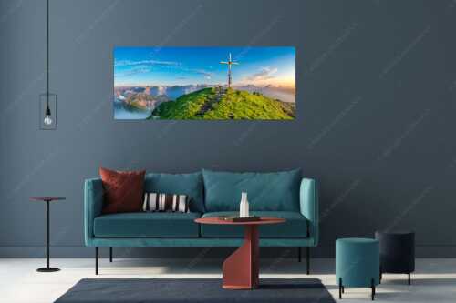 Blick vom Schafreiter ins Karwendelgebirge - Schafreiter Gipfelpanorama - Größe ca. 175x70cm, Seitenverhältnis 2,5:1 - Schafreuter im Karwendel - weitere Infos unter https://www.kriner-weiermann.de