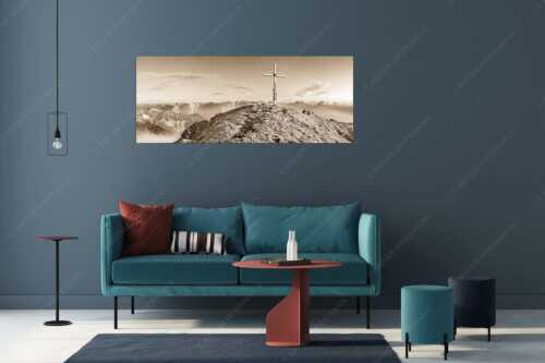 Blick vom Schafreiter ins Karwendelgebirge - Schafreiter Gipfelpanorama - Größe ca. 175x70cm, Seitenverhältnis 2,5:1 - Schafreuter im Karwendel - weitere Infos unter https://www.kriner-weiermann.de