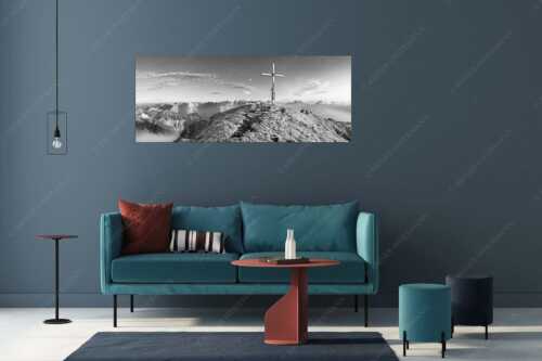 Blick vom Schafreiter ins Karwendelgebirge - Schafreiter Gipfelpanorama - Größe ca. 175x70cm, Seitenverhältnis 2,5:1 - Schafreuter im Karwendel - weitere Infos unter https://www.kriner-weiermann.de