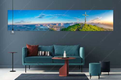 Blick vom Schafreiter ins Karwendelgebirge - Schafreiter Gipfelpanorama - Größe ca. 350x70cm, Seitenverhältnis 5:1 - Schafreuter im Karwendel - weitere Infos unter https://www.kriner-weiermann.de