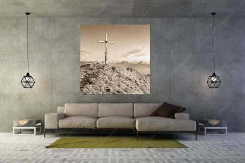 Blick vom Schafreiter ins Karwendelgebirge - Schafreiter Gipfelpanorama - Größe ca. 160x160cm, Seitenverhältnis 1:1 - Schafreuter im Karwendel - weitere Infos unter https://www.kriner-weiermann.de