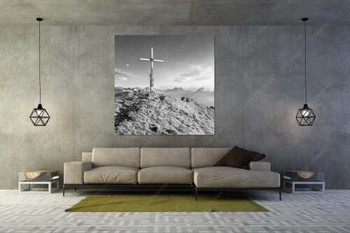 Blick vom Schafreiter ins Karwendelgebirge - Schafreiter Gipfelpanorama - Größe ca. 160x160cm, Seitenverhältnis 1:1 - Schafreuter im Karwendel - weitere Infos unter https://www.kriner-weiermann.de