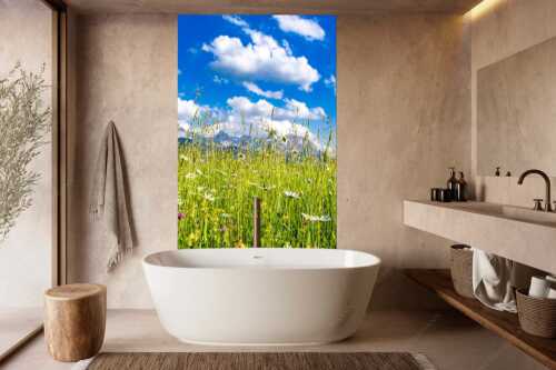 Blumenwiese bei Krün mit Karwendelgebirge im Hintergrund - Scheane Wiesn - Größe ca. 160x240cm, Seitenverhältnis 2:3 - Alpen Blumen Karwendel - weitere Infos unter https://www.kriner-weiermann.de