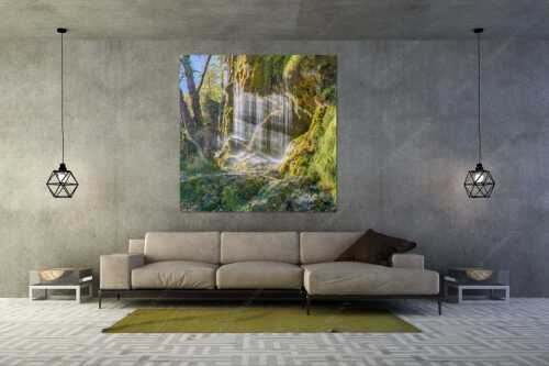 Die Schleierfälle an der Ammer bei Unternogg sind ein einzigartiges Naturschauspiel - Schleierfälle - Größe ca. 160x160cm, Seitenverhältnis 1:1 - Wasserfall im Ammertal - weitere Infos unter https://www.kriner-weiermann.de