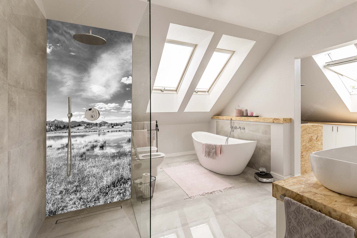 Schmalensee Süd – Größe ca. 110x220cm, Seitenverhältnis 1:2 — Simetsberg und Krottenkopf Blick über den Schmalensee zum Estergebirge - Schmalensee Süd - Größe ca. 110x220cm, Seitenverhältnis 1:2 - Simetsberg und Krottenkopf - weitere Infos unter https://www.kriner-weiermann.de