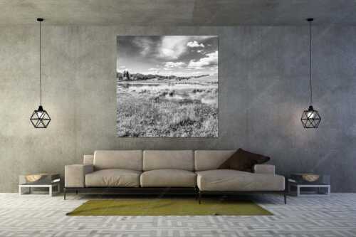 Blick über den Schmalensee zum Estergebirge - Schmalensee Süd - Größe ca. 160x160cm, Seitenverhältnis 1:1 - Simetsberg und Krottenkopf - weitere Infos unter https://www.kriner-weiermann.de
