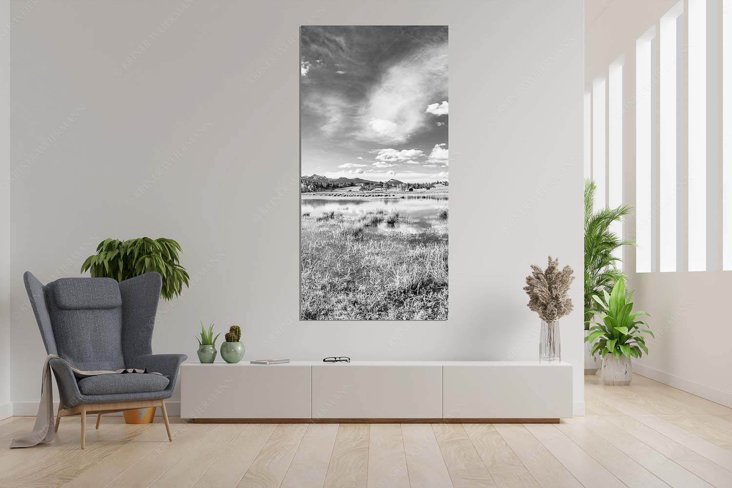 Schmalensee Süd – Größe ca. 90x180cm, Seitenverhältnis 1:2 — Simetsberg und Krottenkopf Blick über den Schmalensee zum Estergebirge - Schmalensee Süd - Größe ca. 90x180cm, Seitenverhältnis 1:2 - Simetsberg und Krottenkopf - weitere Infos unter https://www.kriner-weiermann.de