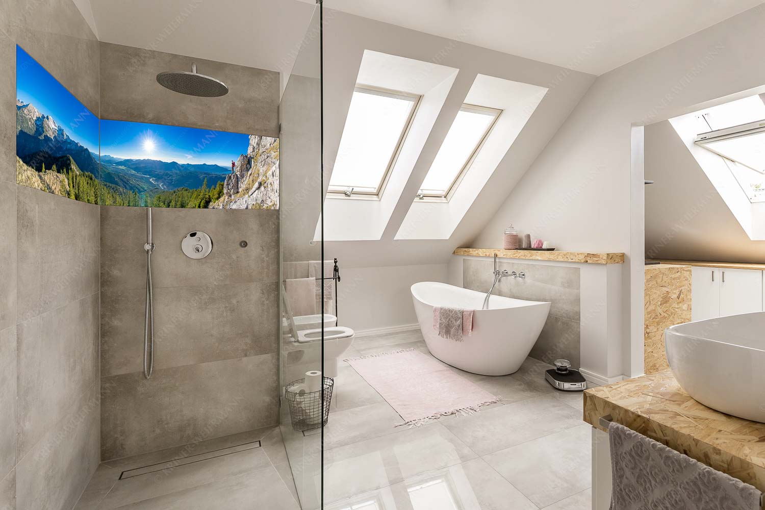 Blick aus dem Soierngebirge über Oberes Isartal in den Sonnenuntergang - Schönes Isartal - Größe ca. 240x60cm, Seitenverhältnis 4:1 - Bergsteigen im Soierngebirge - weitere Infos unter https://www.kriner-weiermann.de