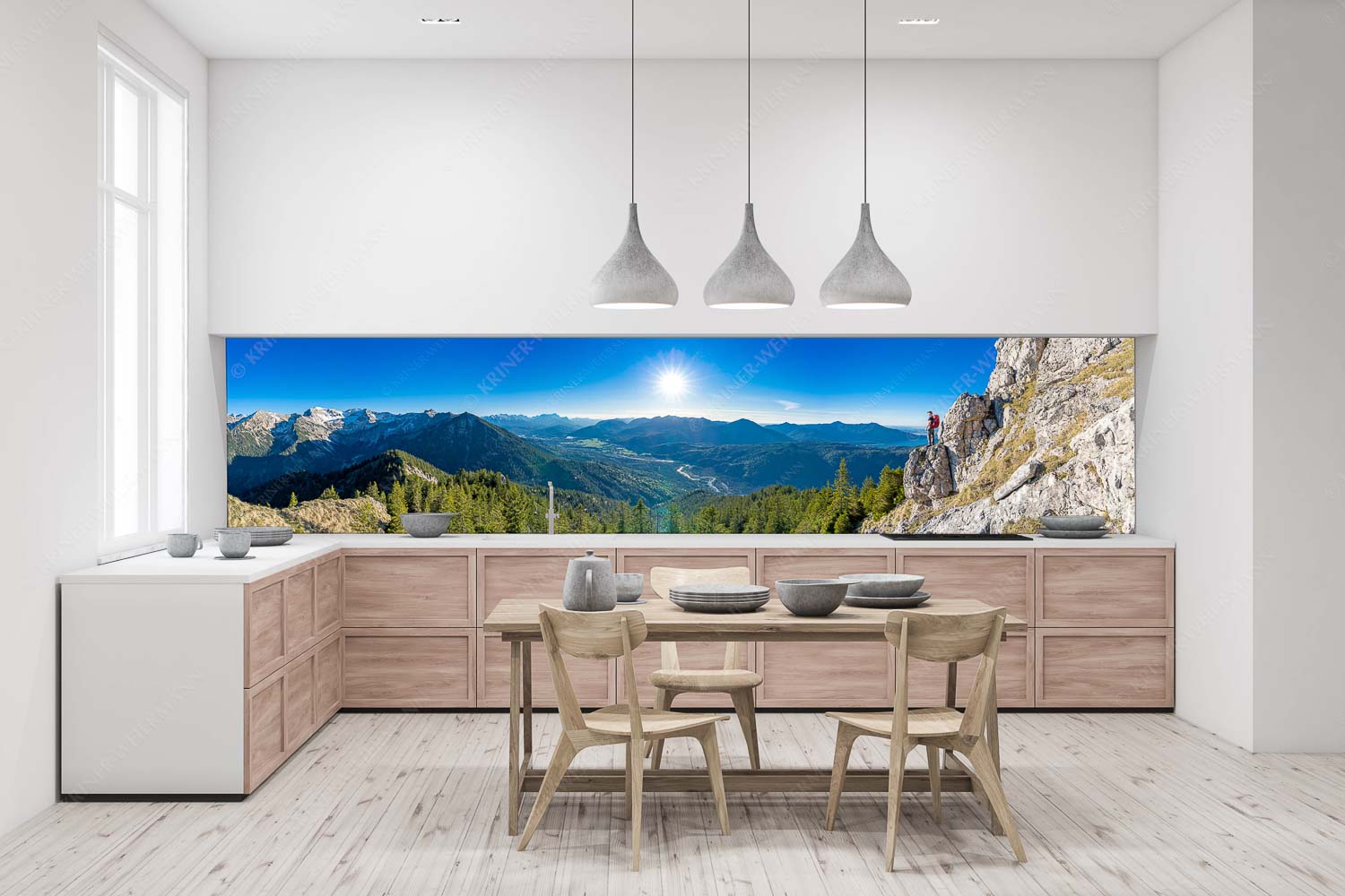 Schönes Isartal – Größe ca. 400x100cm, Seitenverhältnis 4:1 — Bergsteigen im Soierngebirge Blick aus dem Soierngebirge über Oberes Isartal in den Sonnenuntergang - Schönes Isartal - Größe ca. 400x100cm, Seitenverhältnis 4:1 - Bergsteigen im Soierngebirge - weitere Infos unter https://www.kriner-weiermann.de