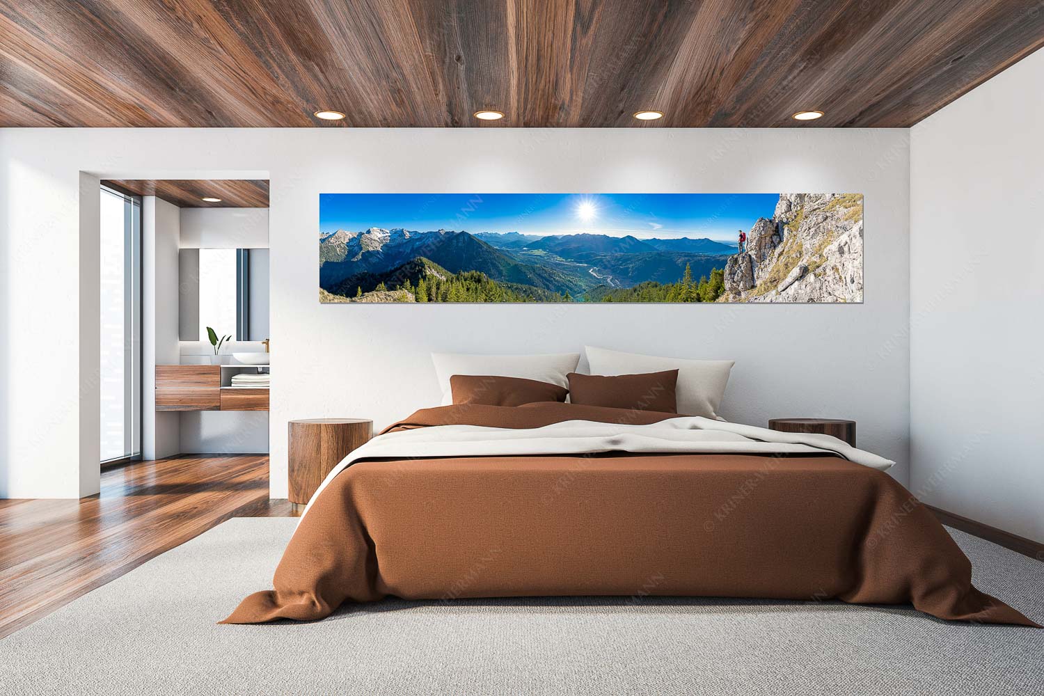 Schönes Isartal – Größe ca. 300x60cm, Seitenverhältnis 5:1 — Bergsteigen im Soierngebirge Blick aus dem Soierngebirge über Oberes Isartal in den Sonnenuntergang - Schönes Isartal - Größe ca. 300x60cm, Seitenverhältnis 5:1 - Bergsteigen im Soierngebirge - weitere Infos unter https://www.kriner-weiermann.de