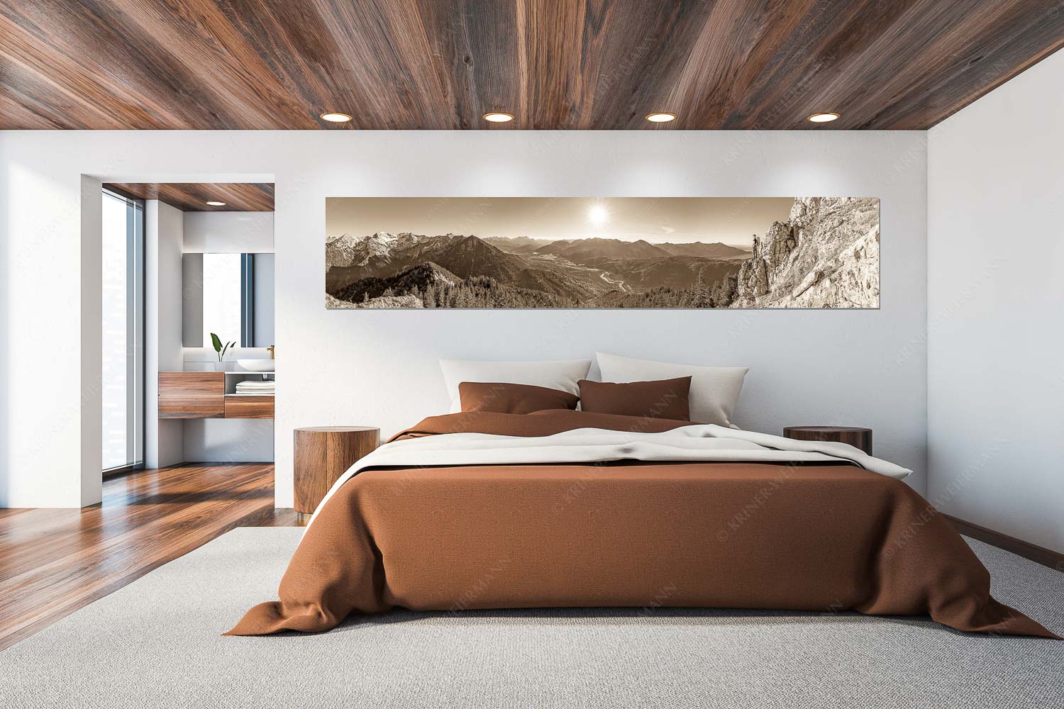 Schönes Isartal – Größe ca. 300x60cm, Seitenverhältnis 5:1 — Bergsteigen im Soierngebirge Blick aus dem Soierngebirge über Oberes Isartal in den Sonnenuntergang - Schönes Isartal - Größe ca. 300x60cm, Seitenverhältnis 5:1 - Bergsteigen im Soierngebirge - weitere Infos unter https://www.kriner-weiermann.de