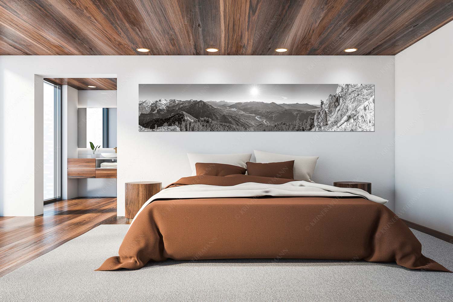 Schönes Isartal – Größe ca. 300x60cm, Seitenverhältnis 5:1 — Bergsteigen im Soierngebirge Blick aus dem Soierngebirge über Oberes Isartal in den Sonnenuntergang - Schönes Isartal - Größe ca. 300x60cm, Seitenverhältnis 5:1 - Bergsteigen im Soierngebirge - weitere Infos unter https://www.kriner-weiermann.de