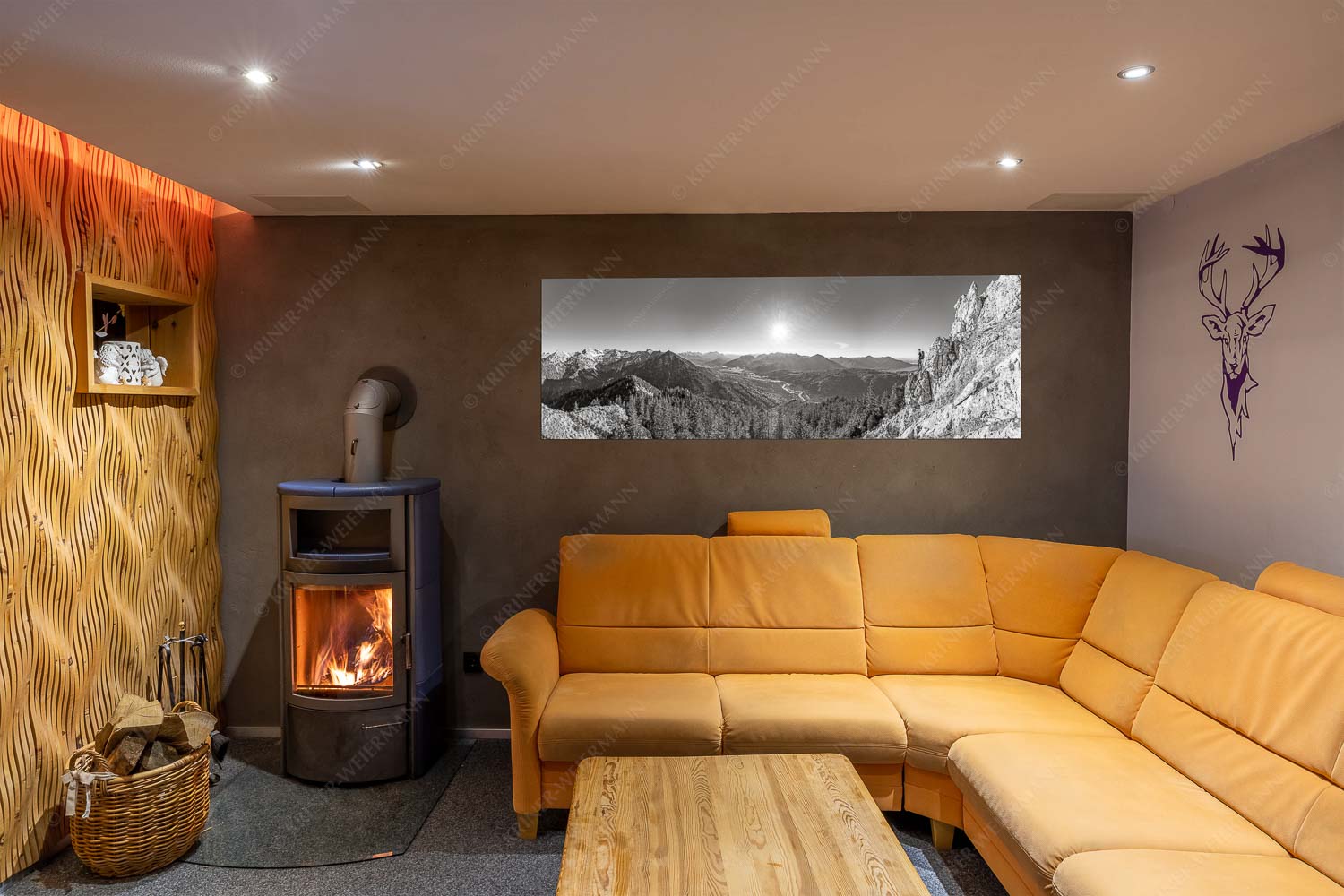 Schönes Isartal – Größe ca. 180x60cm, Seitenverhältnis 3:1 — Bergsteigen im Soierngebirge Blick aus dem Soierngebirge über Oberes Isartal in den Sonnenuntergang - Schönes Isartal - Größe ca. 180x60cm, Seitenverhältnis 3:1 - Bergsteigen im Soierngebirge - weitere Infos unter https://www.kriner-weiermann.de