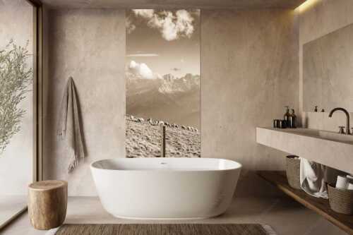 Bergschafe am Schafreiter mit Blick zum Karwendelhauptkamm - Schönste Karwendelweiden - Größe ca. 100x200cm, Seitenverhältnis 1:2 - Schafe im Karwendel - weitere Infos unter https://www.kriner-weiermann.de