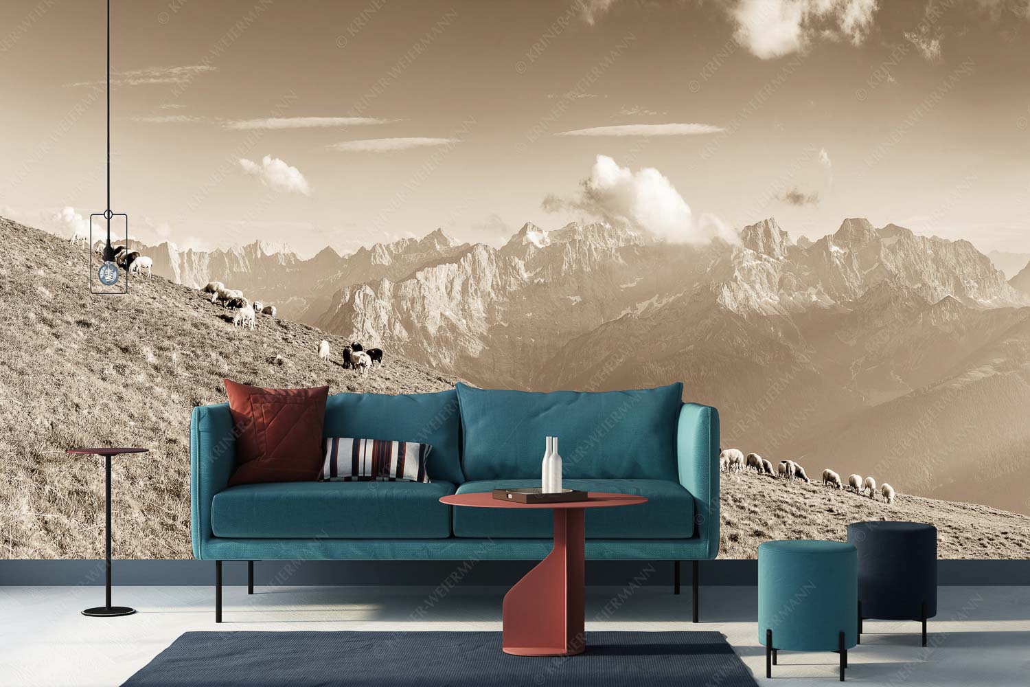 Schönste Karwendelweiden – Größe ca. 400x200cm, Seitenverhältnis 2:1 — Schafe im Karwendel Bergschafe am Schafreiter mit Blick zum Karwendelhauptkamm - Schönste Karwendelweiden - Größe ca. 400x200cm, Seitenverhältnis 2:1 - Schafe im Karwendel - weitere Infos unter https://www.kriner-weiermann.de