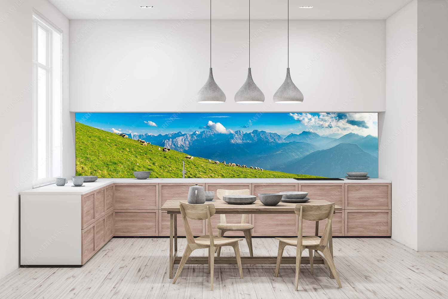 Schönste Karwendelweiden – Größe ca. 400x100cm, Seitenverhältnis 4:1 — Schafe im Karwendel Bergschafe am Schafreiter mit Blick zum Karwendelhauptkamm - Schönste Karwendelweiden - Größe ca. 400x100cm, Seitenverhältnis 4:1 - Schafe im Karwendel - weitere Infos unter https://www.kriner-weiermann.de